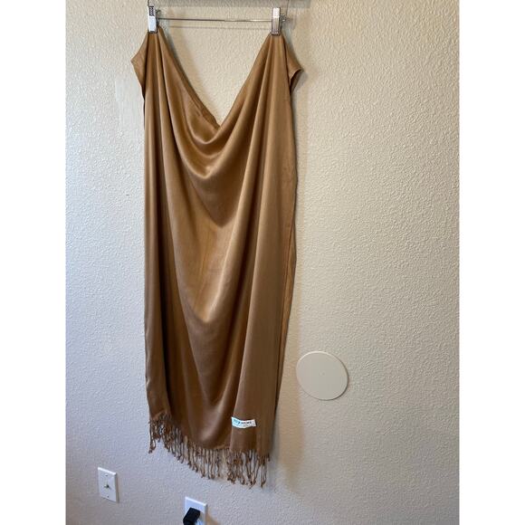 Pashmina Cashmere Boho Eventwear Gold Champagne Scarf, Shawl or Wrap - Picture 10 of 11
